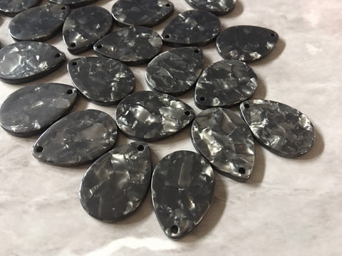 Tortoise Shell Black Acrylic Blanks Cutout, teardrop blanks earring bead jewelry making, 25mm oval jewelry, 1 Hole single hole dangle drop