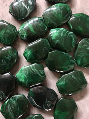 Green & white swirl Beads, stained glass 32mm Oval Beads, Big Acrylic beads, Bangle Wire Bangle, Beaded Jewelry necklace dark forest