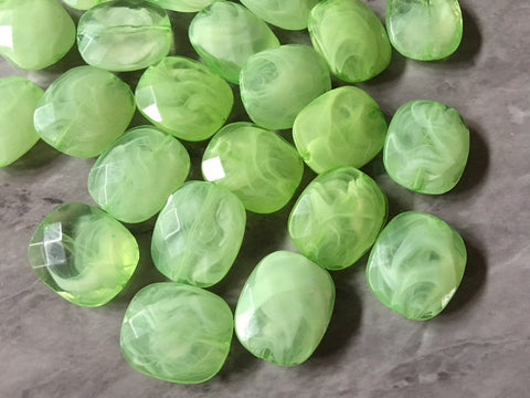 Key Lime Green 25mm acrylic beads, chunky statement necklace, wire bangle, jewelry making, LARA Collection, oval beads, large green beads