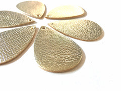 Gold & Silver Vegan Leather Blanks Cutout, earring bead jewelry making, 57mm teardrop jewelry, metallic pendant layering drop fabric