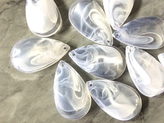 White Teardrop Pendants, 50x30mm, acrylic gem pendants, 1 hole pendants, long necklace, wire wrapped pendant, wrapping pendant creamy white