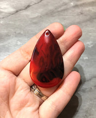 Red & Black Teardrop Pendants, 50x30mm, acrylic gem pendants, 1 hole pendants, long necklace, wire wrapped pendant, wrapping pendant creamy
