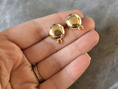 Gold round 14mm post earring blanks, gold earring, gold stud earring, gold jewelry, gold dangle earring making circle metallic