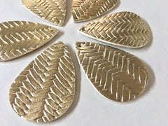 Gold chevron Vegan Leather Blanks Cutout, earring bead jewelry making 57mm teardrop jewelry metallic pendant layering drop fabric