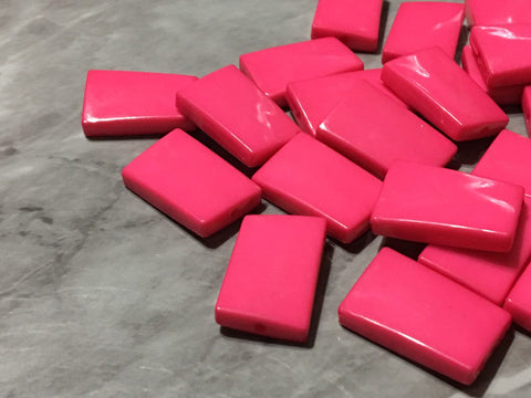 Pink Beads, Wavy Rectangle geometric 25mm Beads, big acrylic beads, bracelet necklace earrings, jewelry making, acrylic bangle bead magenta