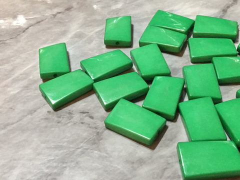 Kelly Green Beads, Wavy Rectangle geometric 25mm Beads, big acrylic beads, bracelet necklace earrings, jewelry making, acrylic bangle bead