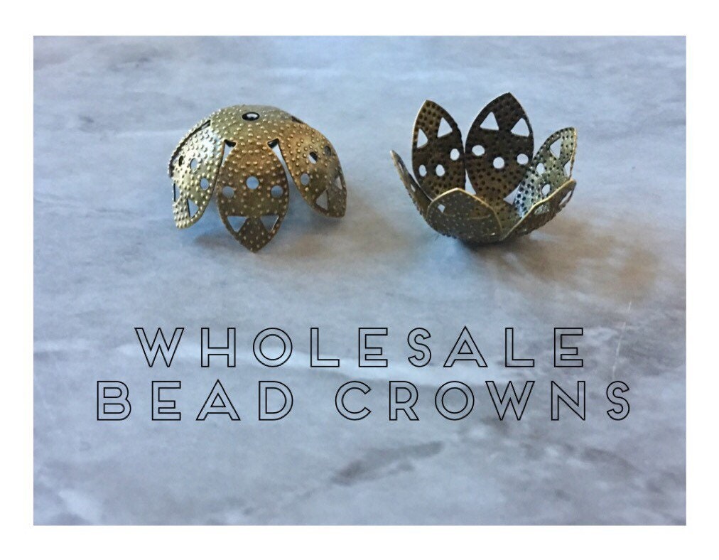 WHOLESALE lot of Bronze XL bead caps, bead crowns, 20mm bead gold sale jewelry findings