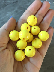 Yellow 16mm round beads, gumball beads, bubblegum beads, chunky beads yellow necklace, yellow jewelry, chunky necklace