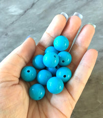 Blue 16mm round beads, gumball beads, bubblegum beads, chunky beads blue necklace, light blue jewelry, chunky necklace