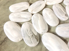 Large WHITE Gem Stone Beads - Acrylic Beads that look like stained glass for Jewelry Making-Necklaces Bracelets Earrings 51x30mm