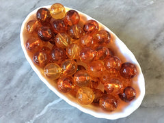 Tortoise Shell 14mm round beads, gumball beads, bubblegum beads, chunky beads necklace jewelry, chunky necklace orange brown