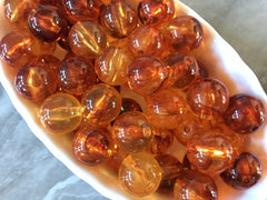 Tortoise Shell 14mm round beads, gumball beads, bubblegum beads, chunky beads necklace jewelry, chunky necklace orange brown