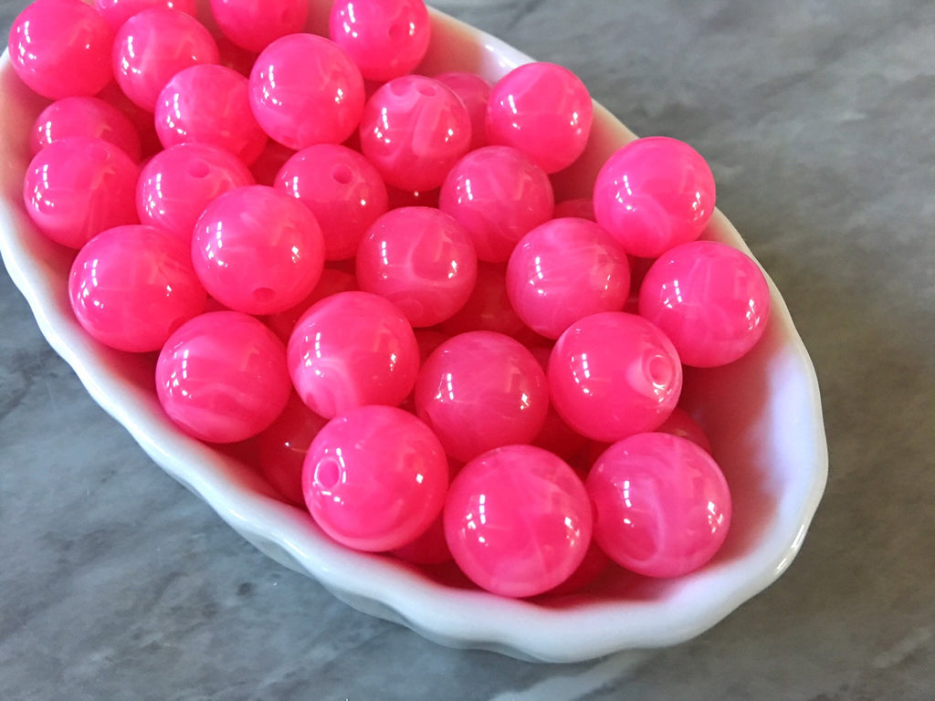 Hot Pink 14mm round beads, gumball beads, bubblegum beads, chunky beads necklace jewelry, chunky necklace circle girls bright pink
