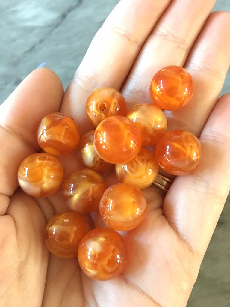 Burnt Orange 14mm round beads, gumball beads, bubblegum beads