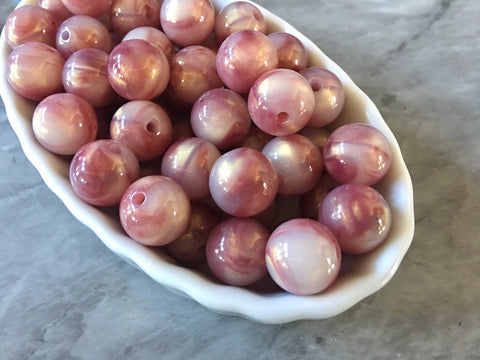 Dusty Rose 14mm round beads, gumball beads, bubblegum beads, chunky beads necklace jewelry, chunky necklace circle girls dark pink