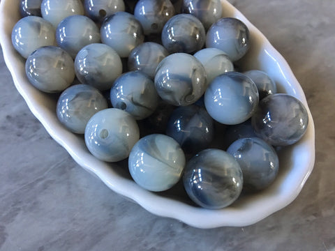 Gray & Black 14mm round beads, gumball beads, bubblegum beads, chunky beads necklace jewelry, chunky necklace circle girls