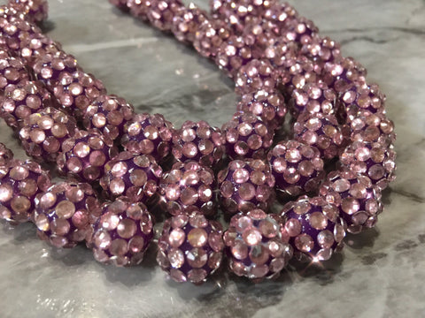 Metallic Purple 12mm Round beads, strung beads, circular beads, metallic beads, purple statement necklace, silver jewelry, large silver bead