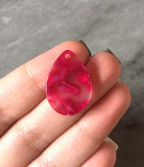 Tortoise Shell PINK Acrylic Blanks Cutout, teardrop resin earring bead jewelry making, 25mm oval jewelry, 1 Hole single hole dangle drop