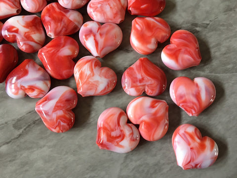 Red Large HEART Beads, 20mm nugget bead, red jewelry, red bangle beads, red bracelet Valentine’s Day love anniversary February