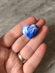 Royal Blue Large HEART Beads, 20mm nugget bead, blue jewelry, bangle beads, bracelet Valentine’s Day love anniversary February
