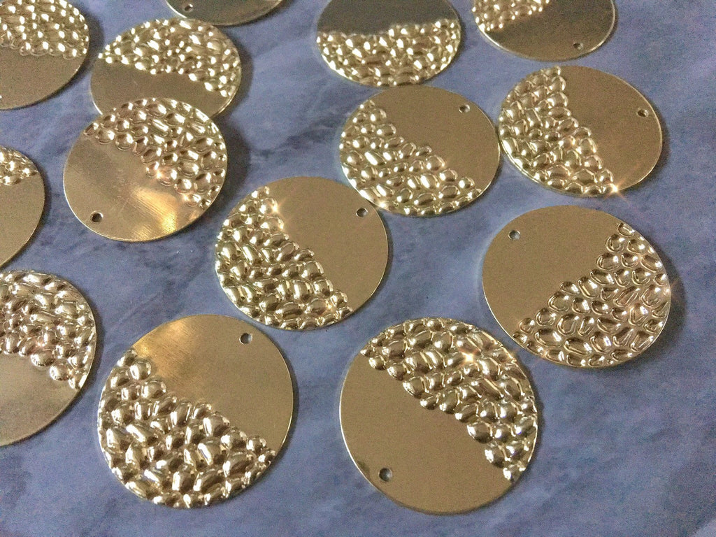 Hammered metal Gold Circle Cutout, earring bead jewelry making, 26mm jewelry gold pendant floral 1 Hole Earring blanks golden metallic