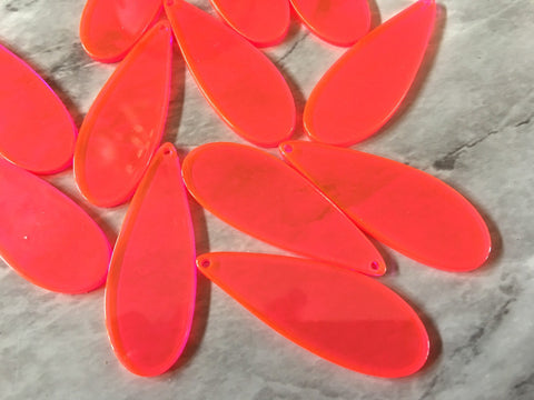 Hot Pink NEON Acrylic Blanks Cutout, teardrop blanks, earring pendant jewelry making, 48mm jewelry blanks, 1 Hole blank diy jewelry kit oval