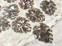 Smoke Gray Large Tortoise Shell Palm Leaf Monstera Acrylic Earring Blanks, acrylic blanks, resin palm tree leaves jewelry, lucite plastic