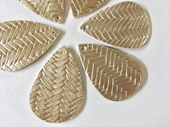 Gold chevron Vegan Leather Blanks Cutout, earring bead jewelry making 57mm teardrop jewelry metallic pendant layering drop fabric