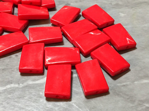 Cherry Red Beads, Wavy Rectangle geometric 25mm Beads, big acrylic beads, bracelet necklace earrings, jewelry making, acrylic bangle bead