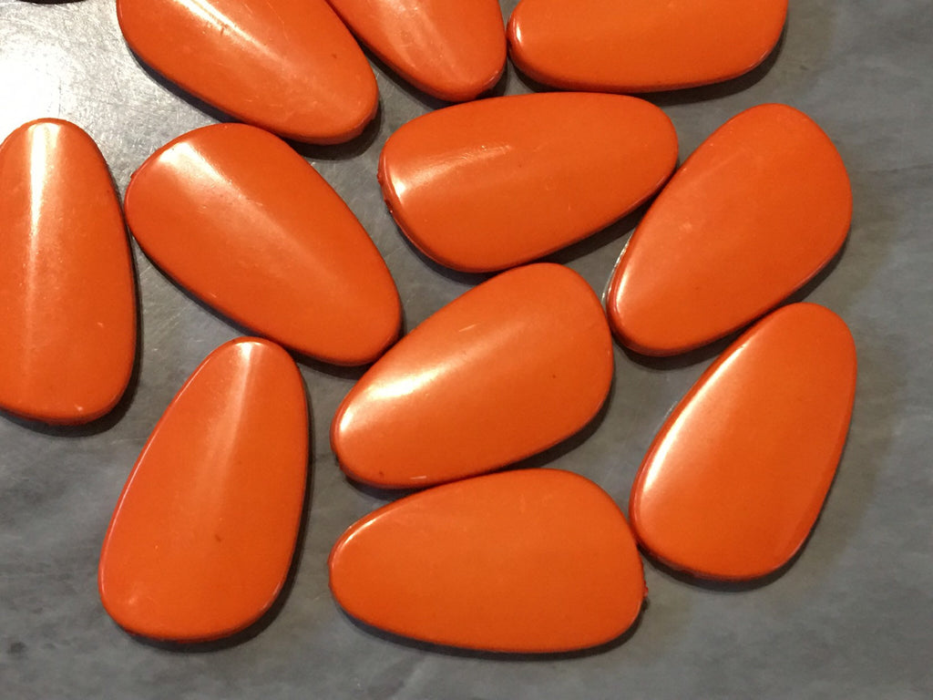 Bright orange 37mm Large faceted Orange acrylic beads, chunky jewels for craft supplies football colors, Florida beads irregular shape
