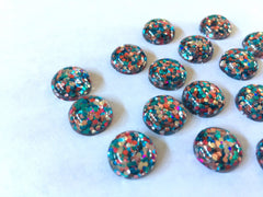 Hot Pink Teal Blue Silver Resin 12mm Druzy Cabochons, jewelry making kit earring set, diy jewelry, druzy studs, 12mm Druzy stud earrings