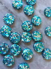 Silver + teal light blue Resin 12mm Druzy Cabochons, jewelry making kit earring set, diy jewelry, druzy studs, 12mm stud earrings turquoise