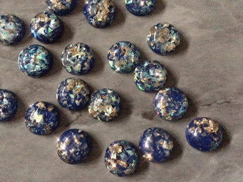 Navy blue Gold Foil confetti Resin 12mm Druzy Cabochons, jewelry making kit earring set, diy jewelry, druzy studs, 12mm Druzy stud earrings