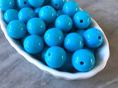 Blue 16mm round beads, gumball beads, bubblegum beads, chunky beads blue necklace, light blue jewelry, chunky necklace