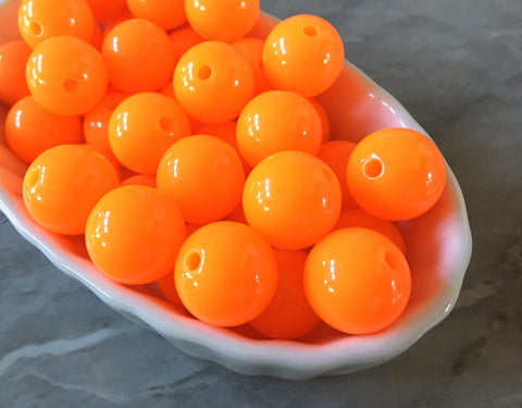 Neon orange 16mm round beads, gumball beads, bubblegum beads, chunky beads necklace jewelry, chunky necklace orange