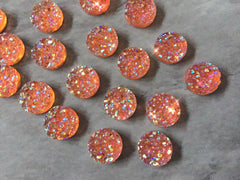 Clementine Sparkle 12mm Druzy Cabochons, jewelry making kit, earring set, diy jewelry, druzy studs, 12mm Druzy cabochon orange stud earrings