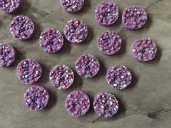 Lavender purple chunky sparkle 12mm Druzy Cabochons, jewelry making kit earring set, diy jewelry, druzy studs, 12mm Druzy stud earrings
