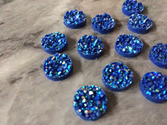 Royal Blue chunky sparkle 12mm Druzy Cabochons, jewelry making kit earring set, diy jewelry, druzy studs, 12mm Druzy stud earrings