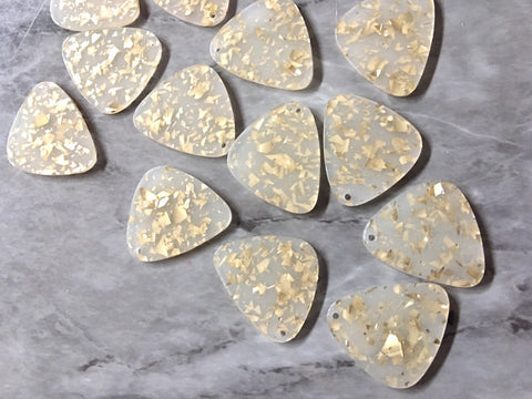 Gold Foil Confetti & Clear resin Acrylic Blanks Cutout, earring pendant jewelry making, 30mm blue 1 Hole earring blanks, drop earrings