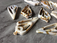 Seashell blanks, chocolate brown & white earring bead jewelry making, 53mm 1 Hole necklace brown pendant ocean waves