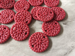 Raspberry Ratton Acrylic connector Beads, circle cutout acrylic 22mm Earring Necklace pendant bead, 2 hole DIY blanks rattan straw hay pink