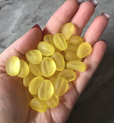 Yellow Frosted matte Jelly Bean Beads, 18mm colorful oval beads, Statement necklace jewelry making acrylic DIY small beads