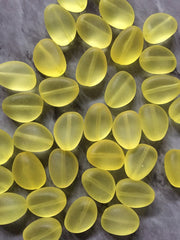 Yellow Frosted matte Jelly Bean Beads, 18mm colorful oval beads, Statement necklace jewelry making acrylic DIY small beads