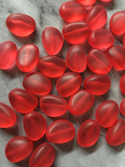 Red Frosted matte Jelly Bean Beads, 18mm colorful oval beads, Statement necklace jewelry making acrylic DIY small beads