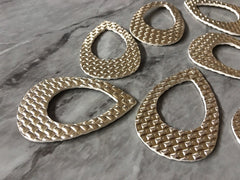XL Gold textured Vegan Leather Blanks Cutout, earring bead jewelry making 63mm teardrop jewelry metallic pendant layering drop fabric