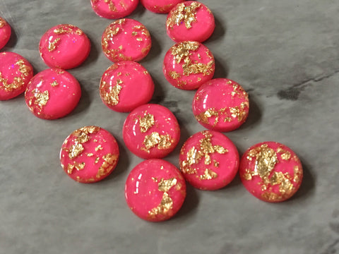 Hot Pink Gold Foil Resin 12mm Druzy Cabochons, jewelry making kit earring set, diy jewelry, druzy studs, 12mm Druzy stud earrings