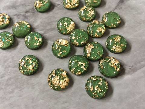 Olive Green Gold Foil Resin 12mm Druzy Cabochons, jewelry making kit earring set, diy jewelry, druzy studs, 12mm Druzy stud earrings