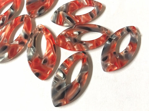 Red & Gray Acrylic Blanks Cutout, teardrop blanks, long oval earring pendant jewelry making, 42mm jewelry blanks, 1 Hole acetate