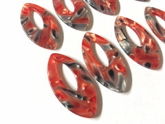 Red & Gray Acrylic Blanks Cutout, teardrop blanks, long oval earring pendant jewelry making, 42mm jewelry blanks, 1 Hole acetate