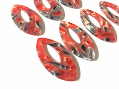 Red & Gray Acrylic Blanks Cutout, teardrop blanks, long oval earring pendant jewelry making, 42mm jewelry blanks, 1 Hole acetate